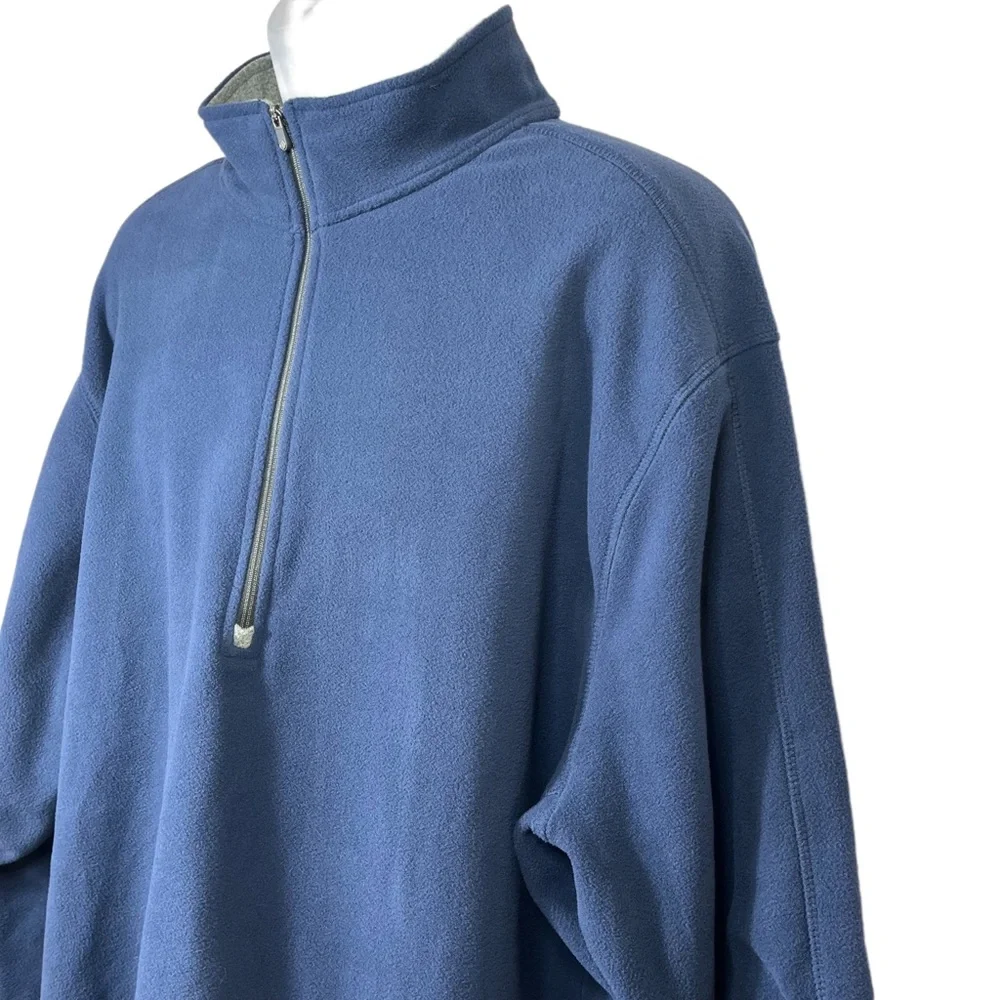Lands End Blue 1/4 Zip Fleece Pullover Mens 3XL‎ Tall
